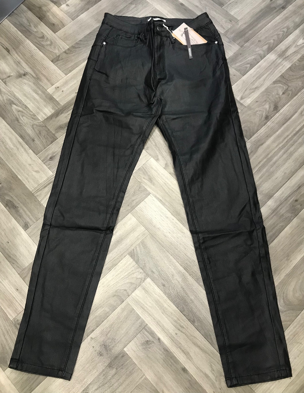 Plus Size Black Faux Leather Jeans (Sizes 14 to 20)