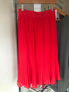 Red Pleated Midi Skirt